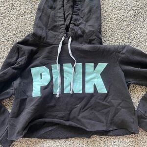 Pink Victoria’s Secret cropped hoodie